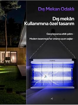 AUHMA AQM01 Elektrikli Sivrisinek Kovucu Tuzak, Çift Ampullü, 4+4 Watt, Güvenlik Izgaralı, Sessiz Çalışma