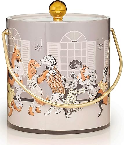 Miniatura 9 de Cubo de hielo aislado de 3 cuartos de galón hecho a mano en Estados Unidos de doble pared "Hep Hounds Red" con pinzas para hielo y tapa transparente