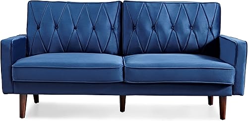 Miniatura 9 de Container Furniture Direct S5735N - Sofá de terciopelo copetudo de estilo moderno para sala de estar con tapicería de tela suave y marco de madera