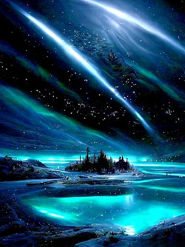 Yunnuo Pintura de diamantes para adultos y principiantes, kits de arte de diamantes 5D para manualidades, kit de pintura de gemas Aurora con