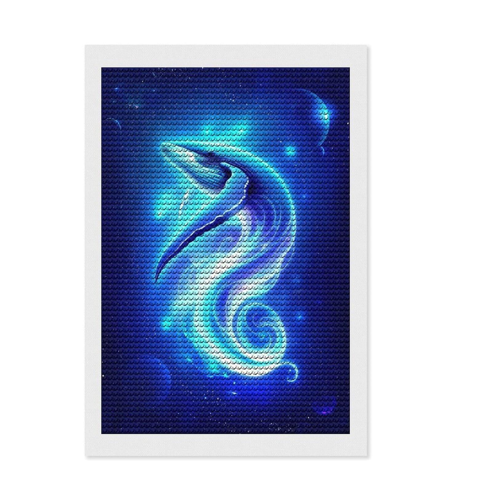 Junmoney Celestial Leviathan Diamond Painting Canvas Set 8"x12", Enjoyable At-Home Hobby, Adhesive Canvas, Cosy Home Accent, Christmas Gift