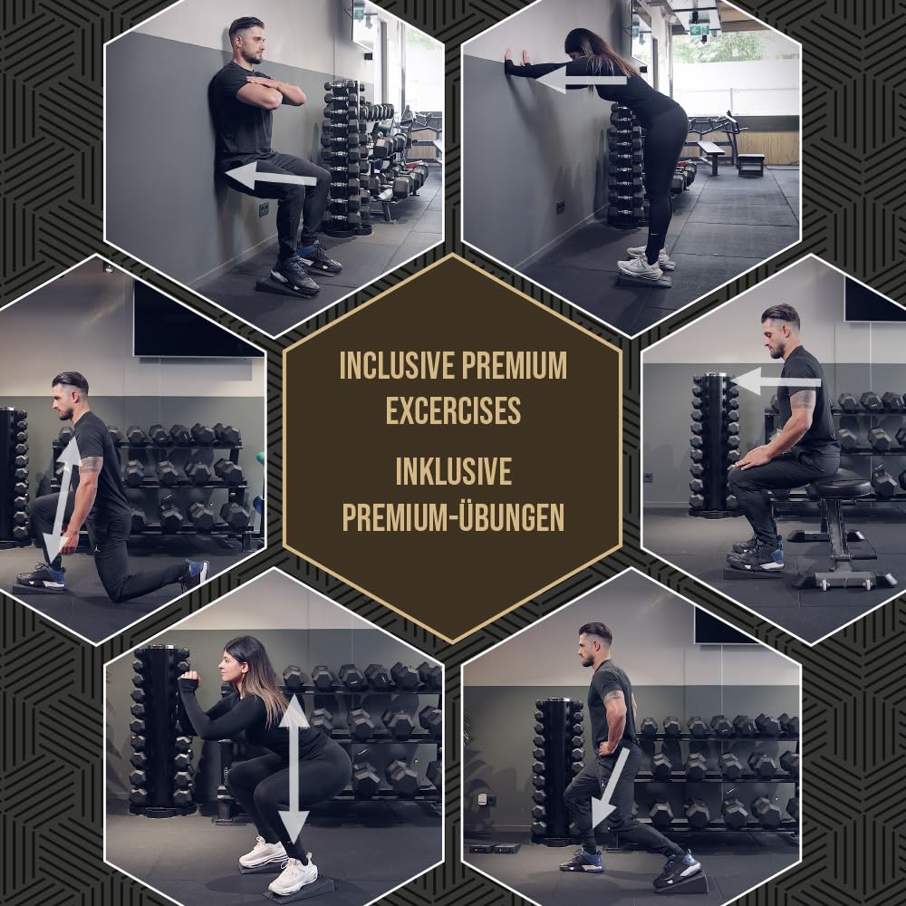 Bozeera | 3-Piece Squat Wedge Block Set | Multi-Angle Foam Slant Board, Squat Ramp, Calf Stretcher, Foot Wedge For Stretching & Mobility | Incl. Video Guide, Poster & Bag