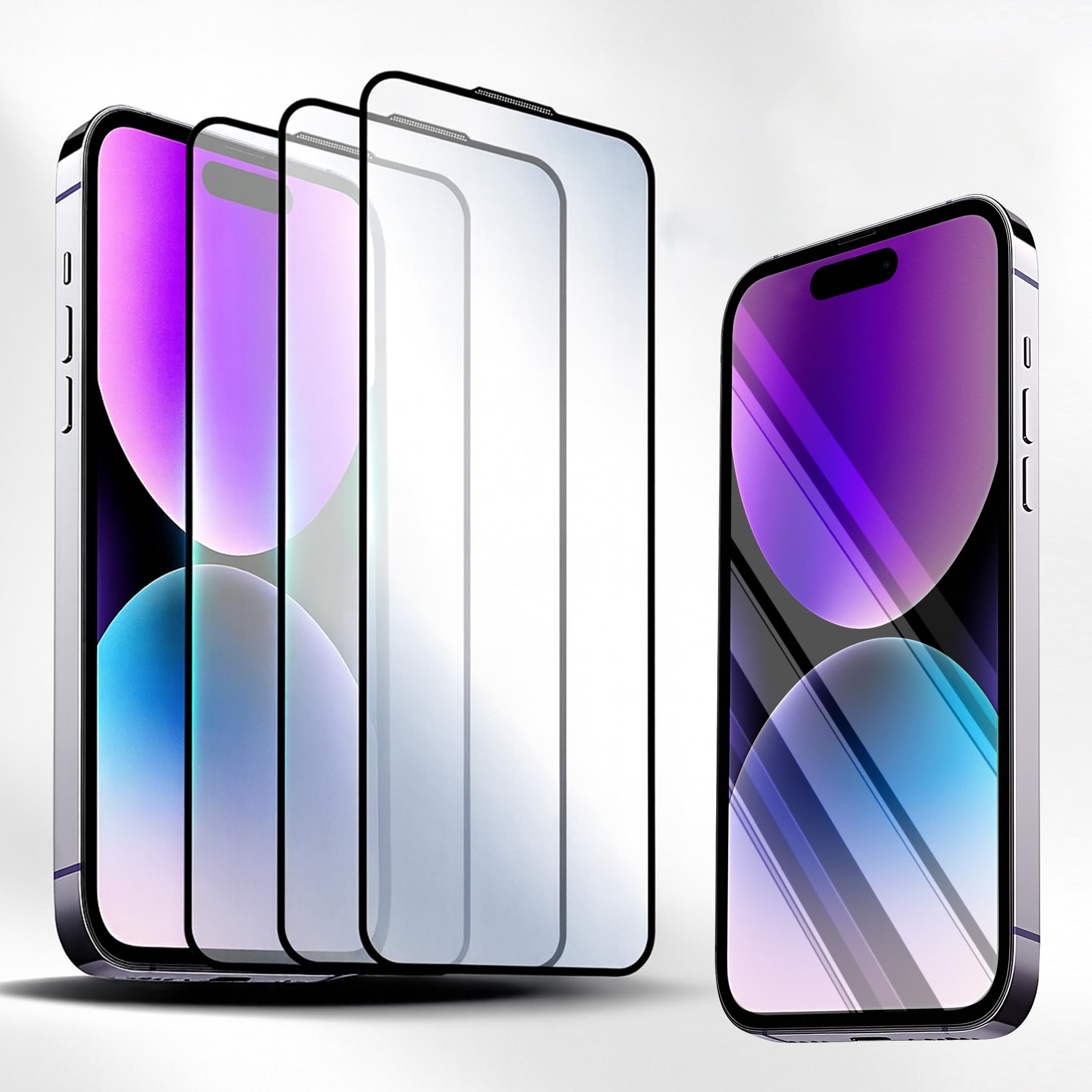 SHANN Protector de Pantalla para iPhone 13 PRO MAX/14 PLUS [Pack de 3] Cristal Templado con Borde Negro, Antihuellas y Antipolvo, Cobertura Completa