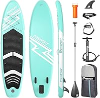 FBSPORT 11ft Inflatable Stand Up Paddle Board SUP - Wide Stable Yoga Board with Non-Slip Deck, Leash, Paddle, Pump & Bag for Adults & Youth