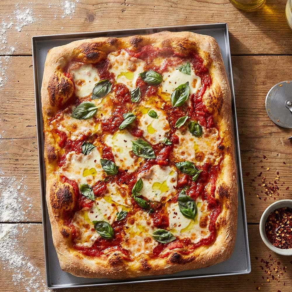 2x Teglia da Forno Rettangolare 55x38xH2 con diagonali in Alluminio Diamantata Anti-Deformazione Professionale Made in Italy Bordi Dritti Ideale per Pizza Pasticceria e Focaccia