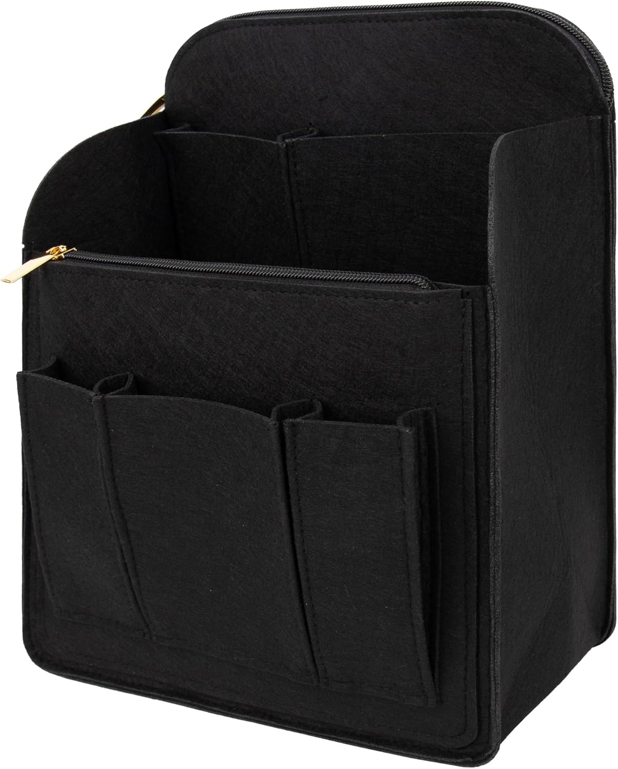 Large Capacity Backpack Organizer Insert - Felt Storage Insert for 10"+ Backpacks, Rucksacks & Travel Bags | Vertical Design with Shoulder Strap Slot & Interior Pockets - Black