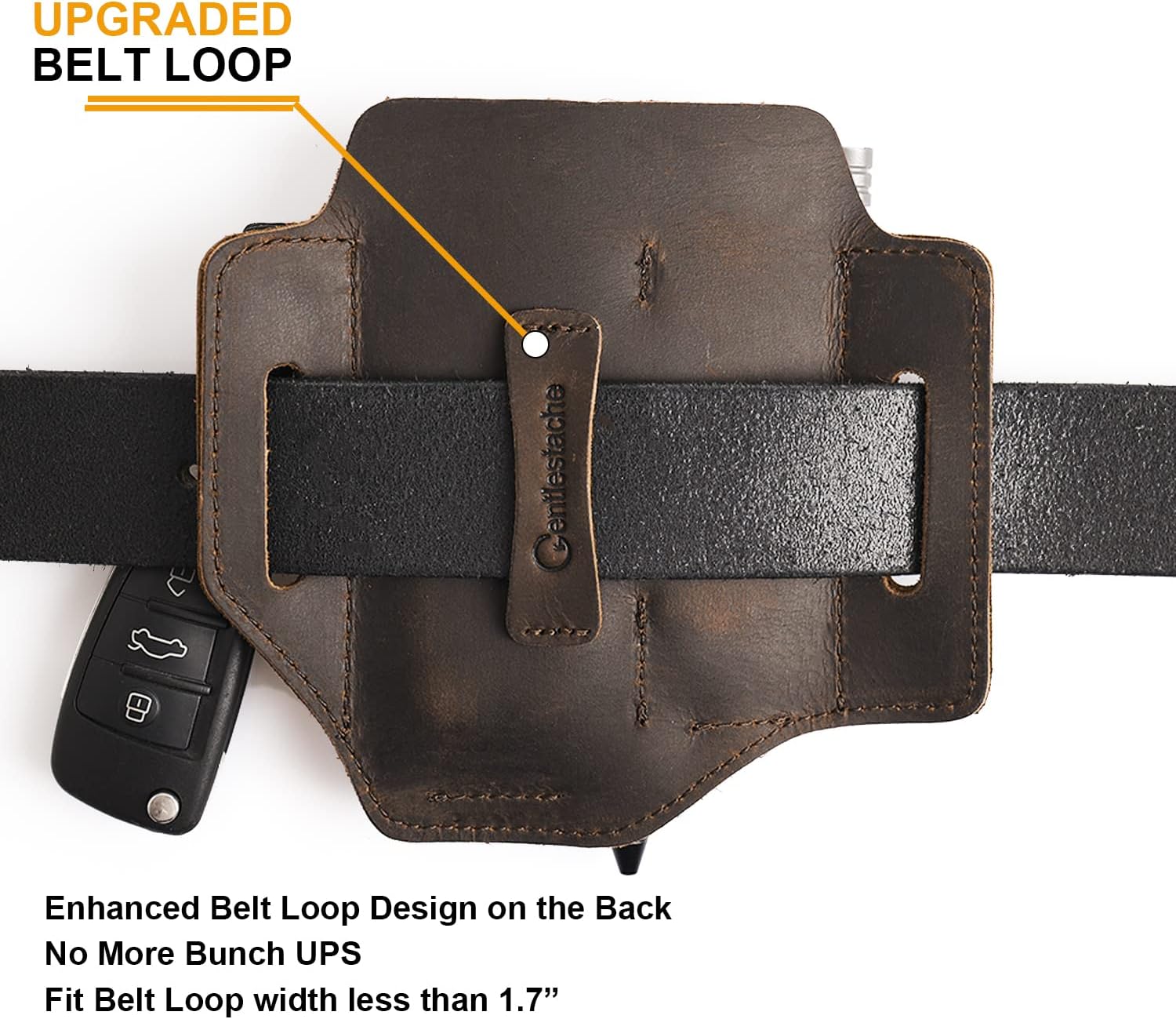 Gentlestache Multitool Belt Sheath, EDC Leather Belt Organizer, Belt Holder with Multitool Pouch, Flashlight Holder, Pen Holder and Keychain Clip, Practical EDC Belt Pouch for Men