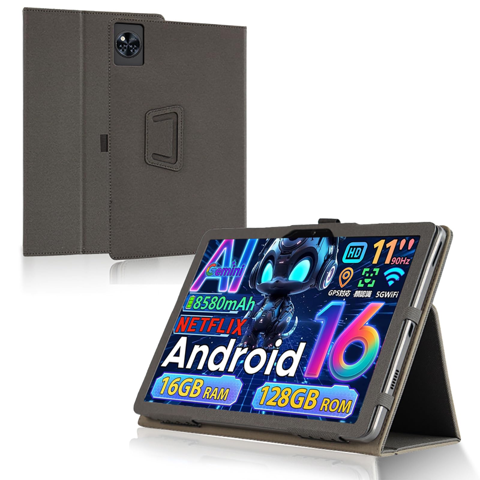For DOOGEE U11 Pro/U11/TECLAST P50/P50 AI ケース スタンド 機能 角度調整 上質PUレザー キズ防止 軽量 タブレット カバー 全面保護 タブレット用アクセサリー Mosasa 専用 スマートカバー (ブラック)