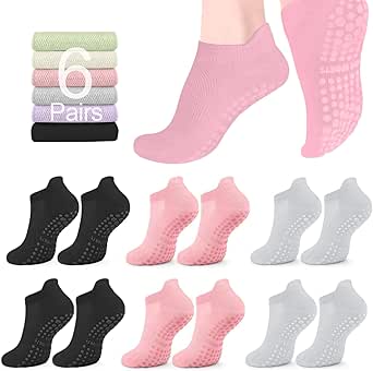 Gripper Socks For Barre Diputox Pilates Socks With Grips - Non-Slip Yoga Socks With Arch Support For Women Arch Compression Workout Socks