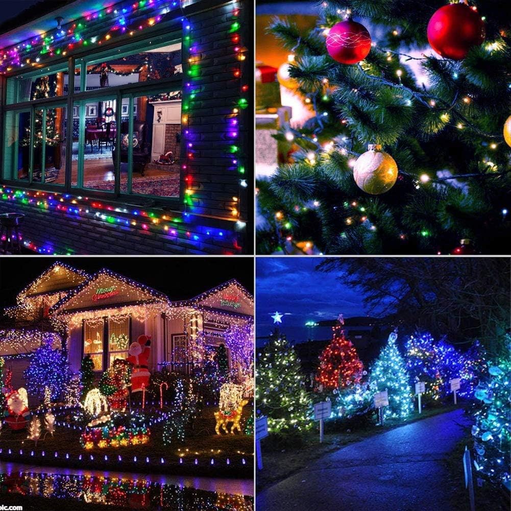 MYGOTO Christmas LED String Lights 500L 165feet 8 Modes 30V Plug in String Lights Green Wire Fairy Outdoor Lights Home Garden Party Wedding Xmas Tree Bedroom Window Tree Decoration(Multicolor)
