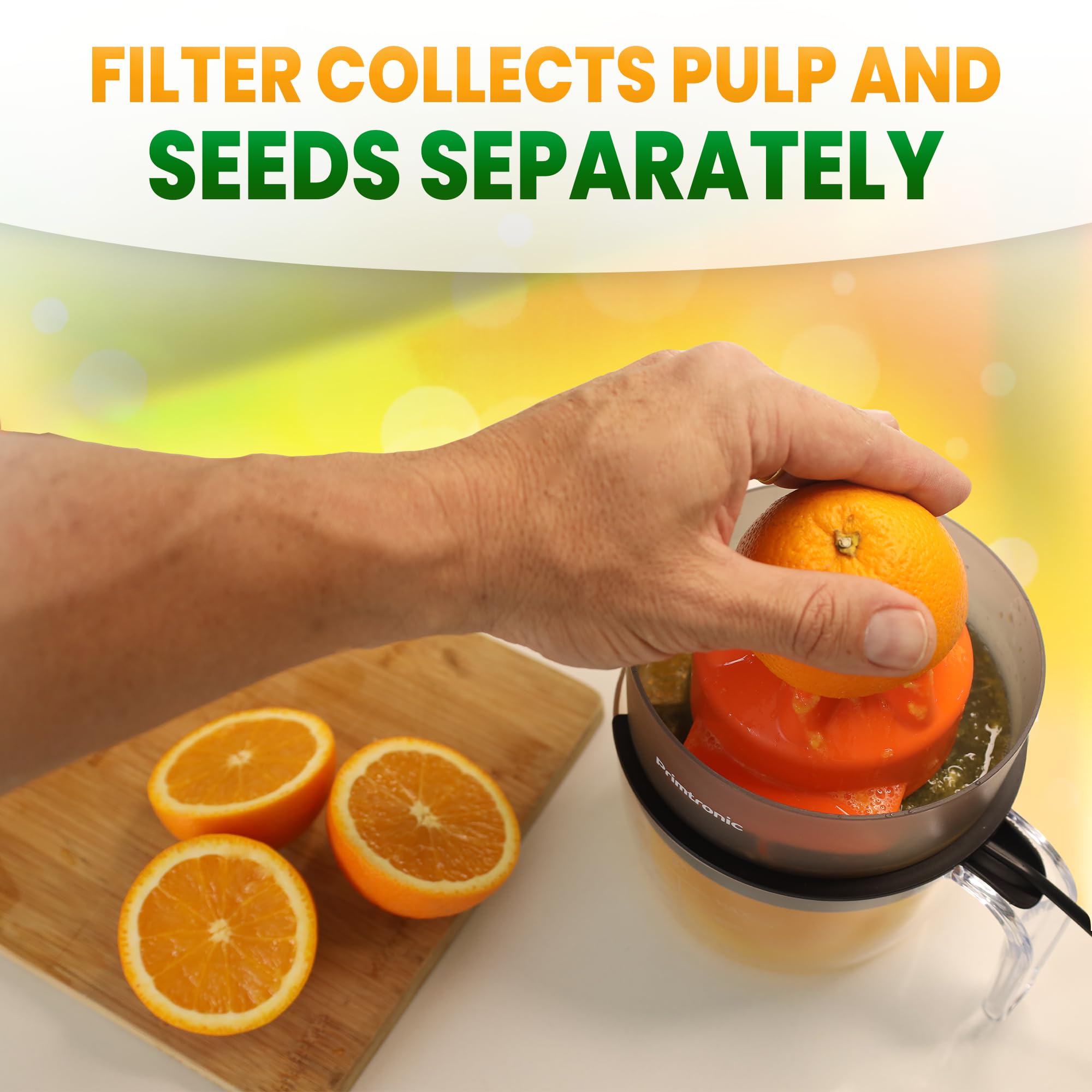 Exprimidor de cítricos, exprimidor de naranja, exprimidor de limón, 3 tazas de 24 onzas, eléctrico con cable, rotación automática a presión, adecuado para naranjas y limones, con un pequeño 3