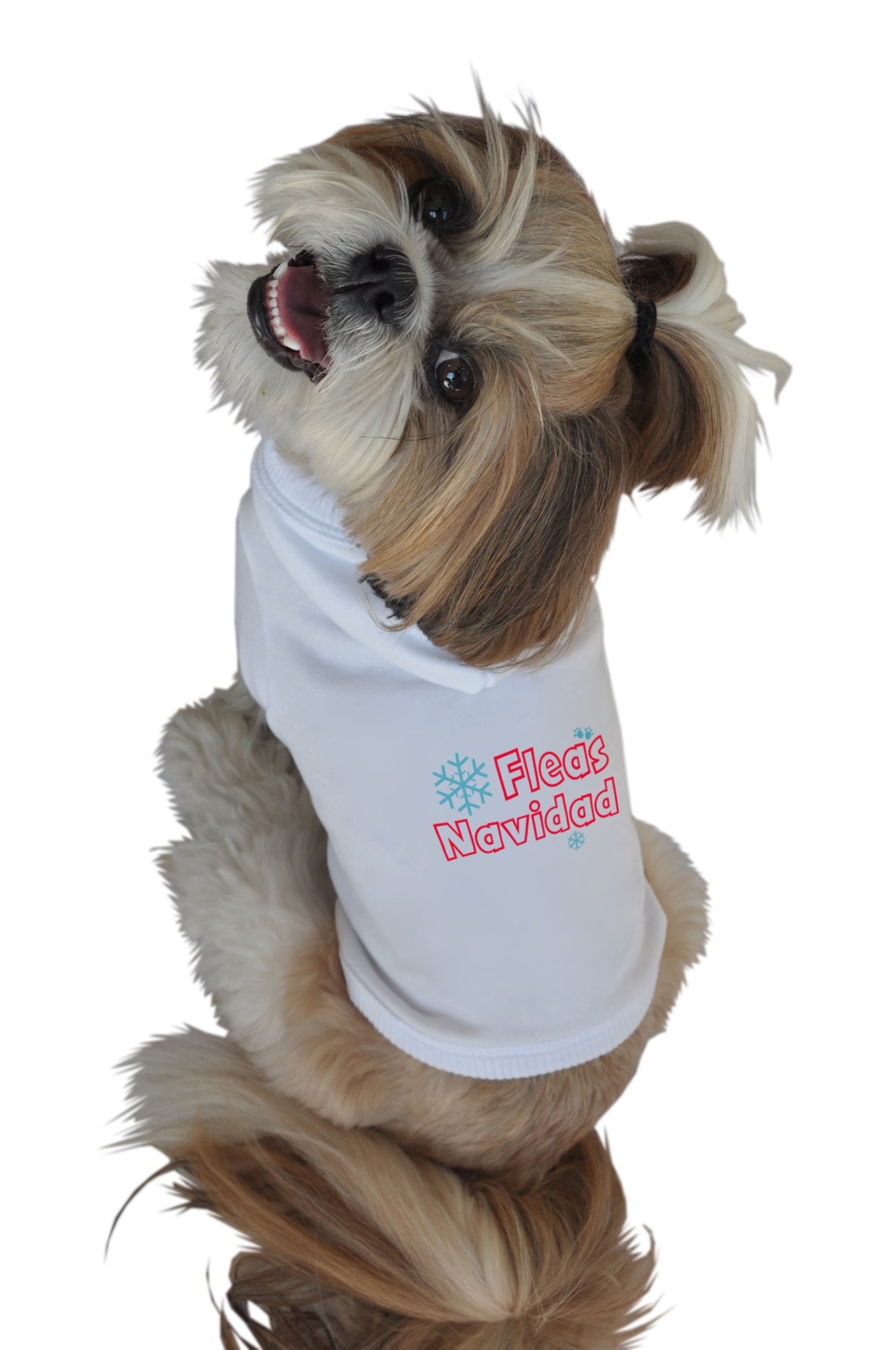 Ruff Ruff and Meow Dog Hoodie, Fleas Navidad, White, Extra-Small