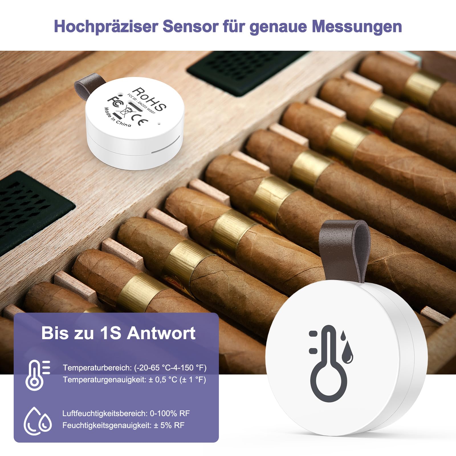 Termometr Bluetooth Higrometr, miernik temperatury i wilgotności powietrza z aplikacją i przechowywaniem danych, cyfrowy czujnik temperatury i wilgotności do biura, szklarni, piwnicy na wino, 2