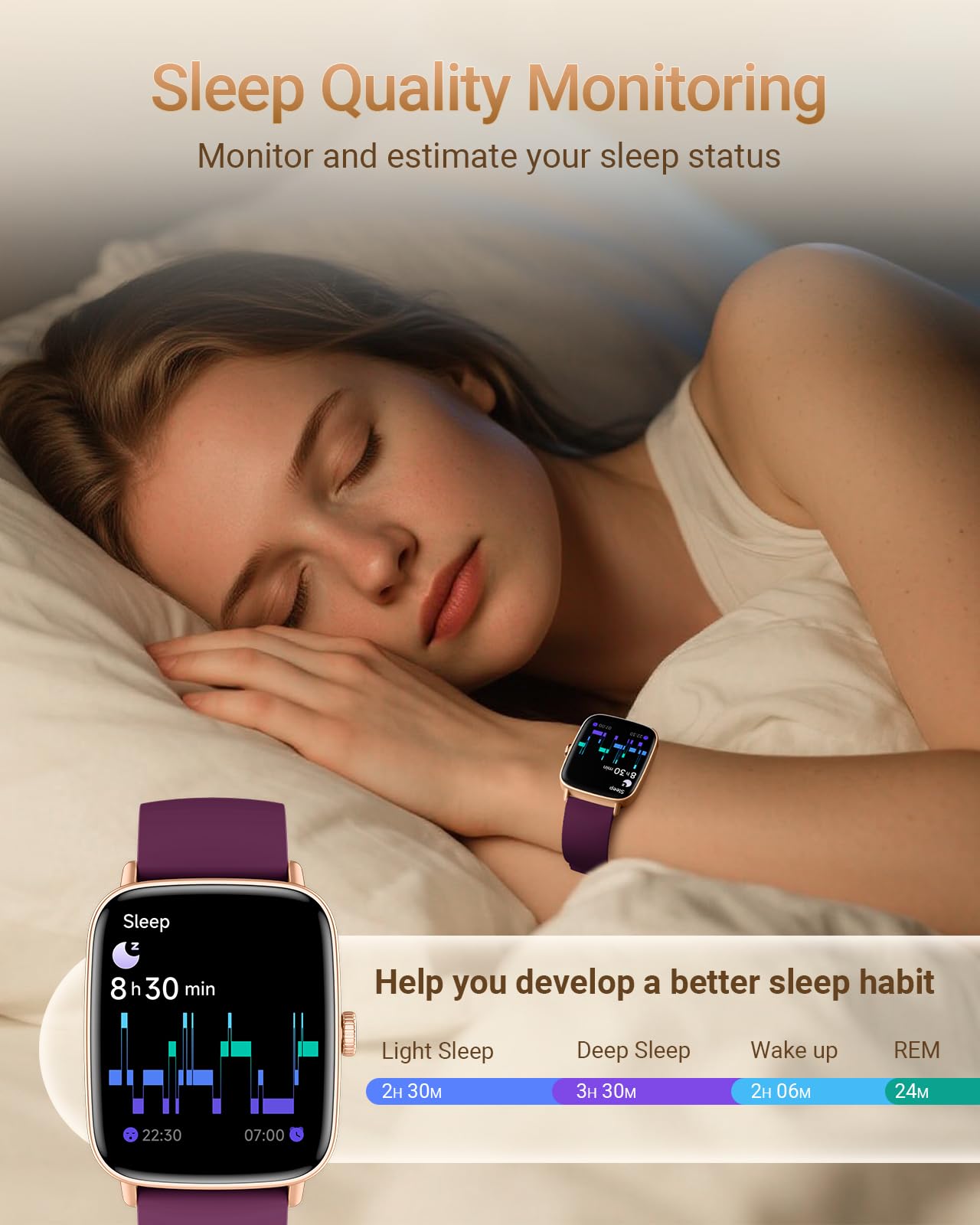 Smartwatch Donna Uomo Chiamate e Whatsapp, 1.85" Smart Watch Contapassi Cardiofrequenzimetro da polso/SpO2/Contapassi/Sonno, Orologio Smart Fitness Sportivo Impermeabile per Android iOS