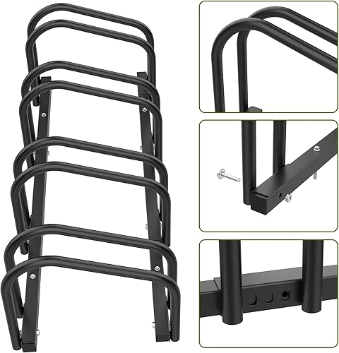 Miniatura 4 de WALMANN Soporte de suelo para 4 bicicletas, rejilla de estacionamiento para bicicletas en garaje, soporte de almacenamiento para bicicletas