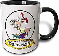 Vista 8 de 3D Rose Funny Worlds Greatest Smarty Pants - Taza de cerámica de dos tonos, color rojo