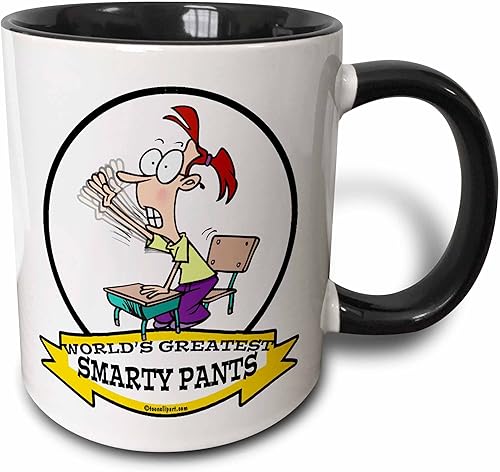 Vista 9 de 3dRose Taza de café, tamaño – 15 oz – Funny Worlds Greatest Smarty Pants Cartoon Worlds Greatest Cartoons – divertido regalo de taza de café