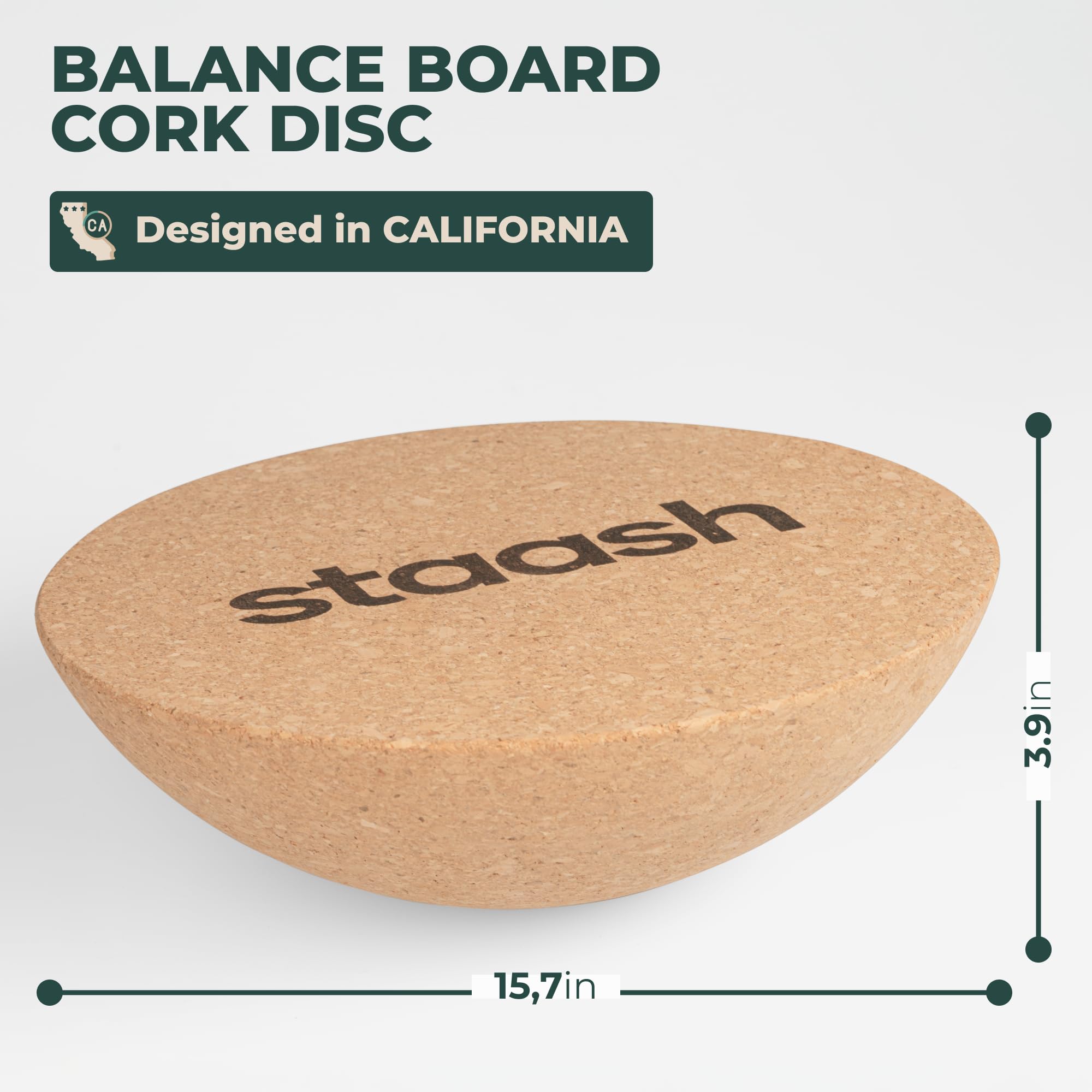 STAASH® Cork Balance Disc diameter 30 cm, Natural Cork Half-Sphere Balance Trainer for Yoga Fitness, Pilates - Image 2