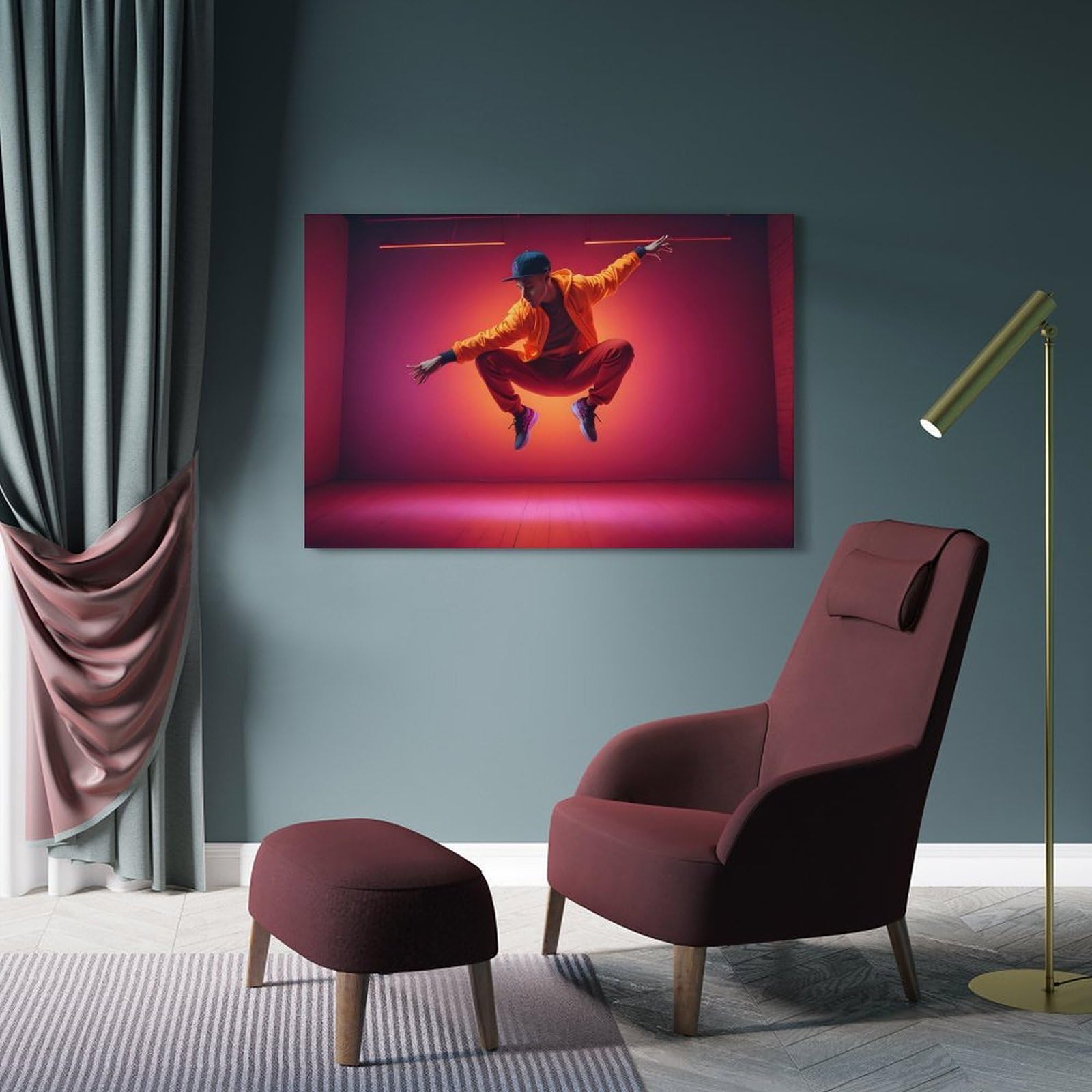 Poster da parete con stampa artistica su tela, motivo: ballerino hip hop B-boy, hip hop, decorazione moderna per camera da letto, 50 x 75 cm