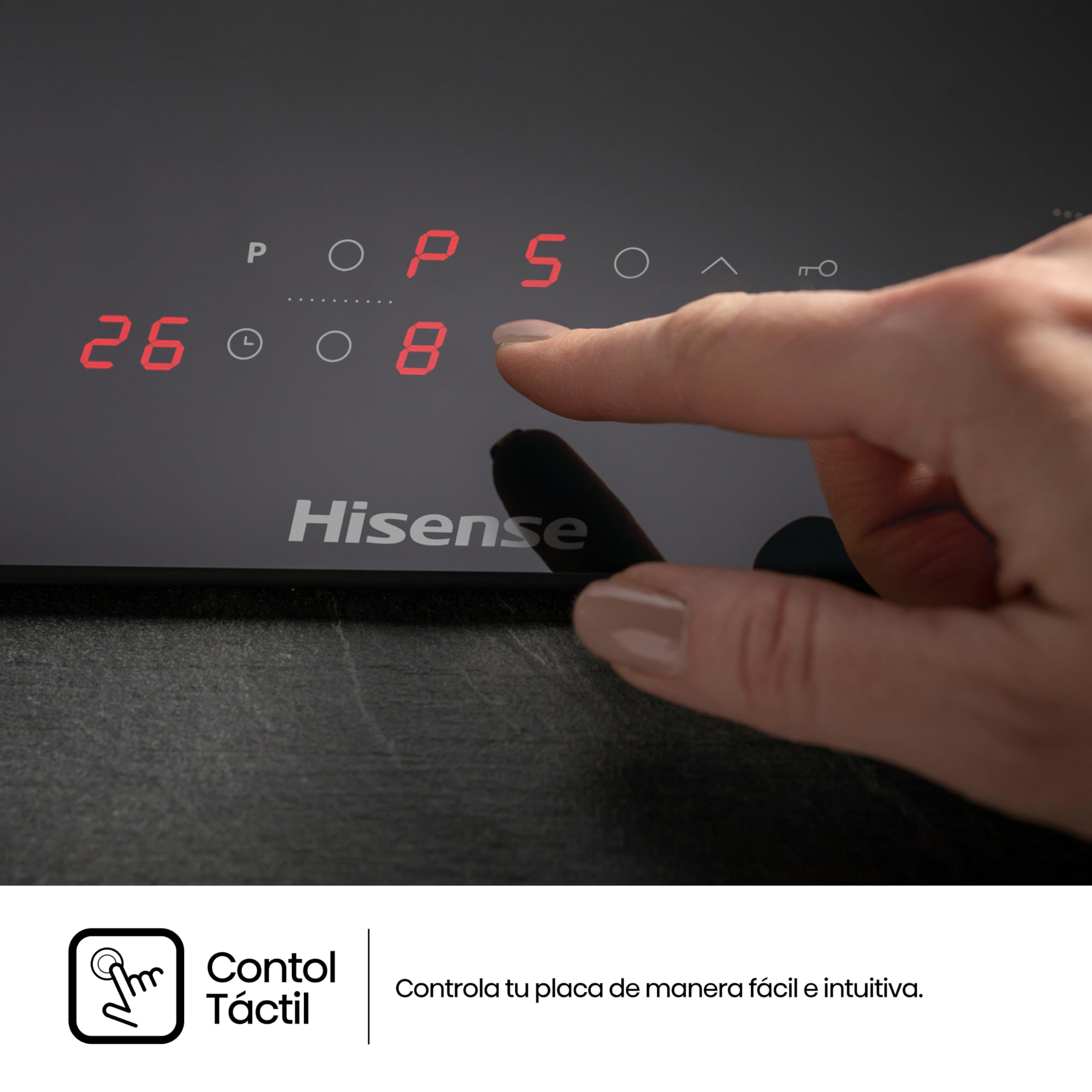 Hisense HI6321BSCE - Placa Induccion, Vitroceramica, 3 Fuegos, 7200W, Calentamiento Rápido Power Boost, Contol Táctil, Zona Expandible