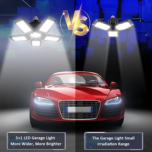 Miniatura 6 de FBIRUNYI Paquete de 2 luces LED de garaje 150 W 15000 lm 6500 K luces LED deformables de techo para garaje taller sótano enchufe de tornillo E26E27