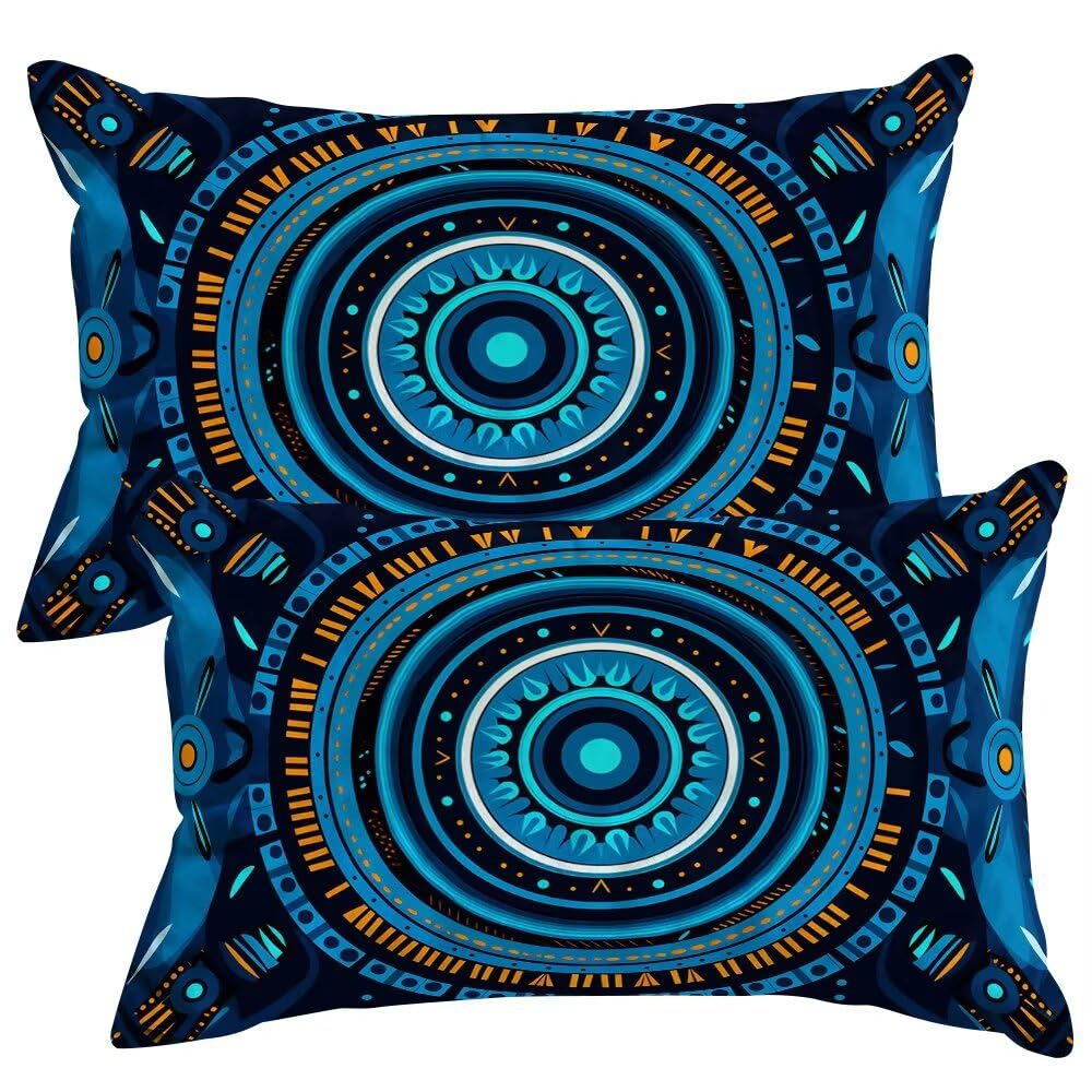 Set of 2 Velvet Cushion Covers 40x60 cm Blue Cushions Covers Decorative Throw Pillow Case Boho Sofa Pillows 16x24 Inch Rectangle Cushion Cover with Invisible Zipper for Livingroom Couch Bedroom -SC423