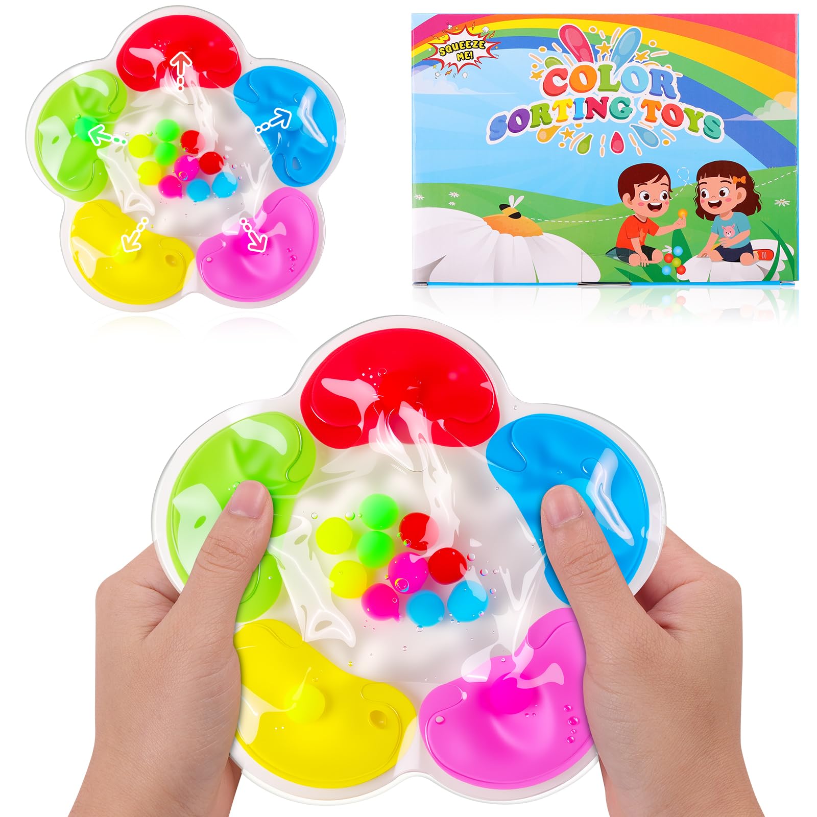 Ainiv Fidget Toys, Sensorik Spielzeug, Squeezable Farben Sortieren, Gelgefülltes Sensorisches Squeeze Spielzeug