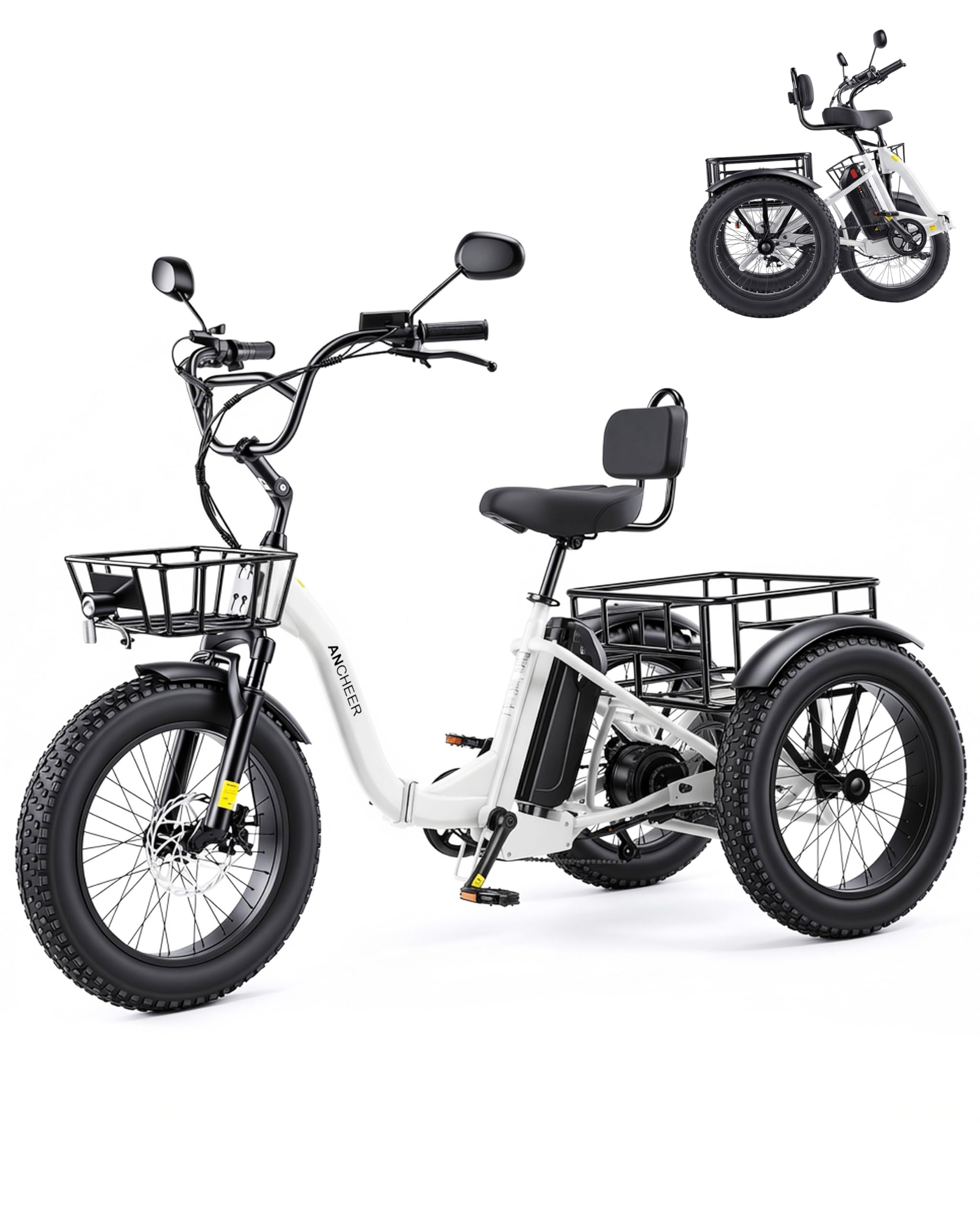 ANCHEER Electric Tricycle for Adults, 48V/864WH Fat Tire Electric Trike