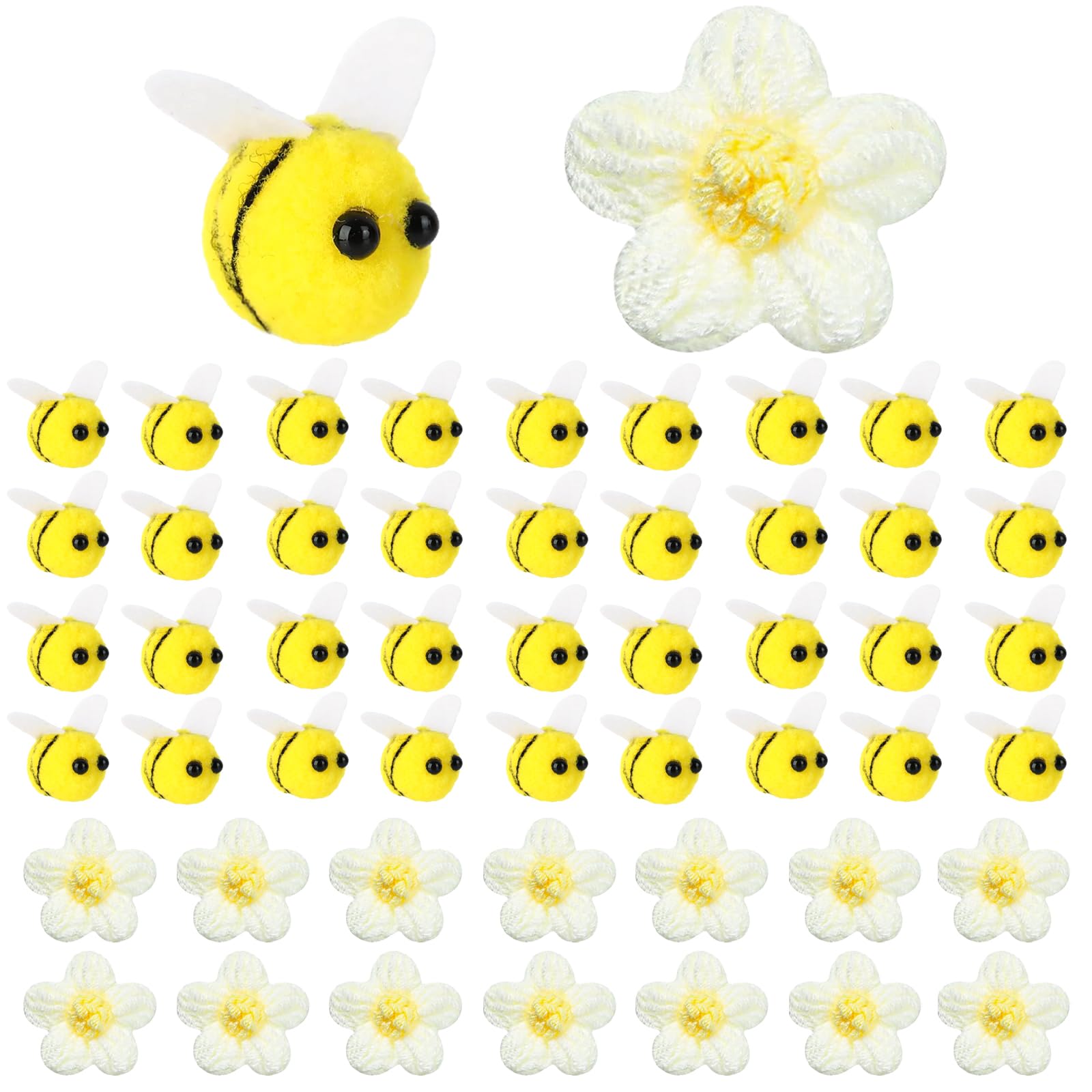 AYSYR Filzbienen DIY Deko Set, 36 Bienen Mit 14 Filzblumen Für Handwerk | Geeignet Für Haarspangen, Kleidung, Schaufenster, Festschmuck Und Weihnachtsbaum-Anhänger, Leicht Und Vielseitig Nutzbar
