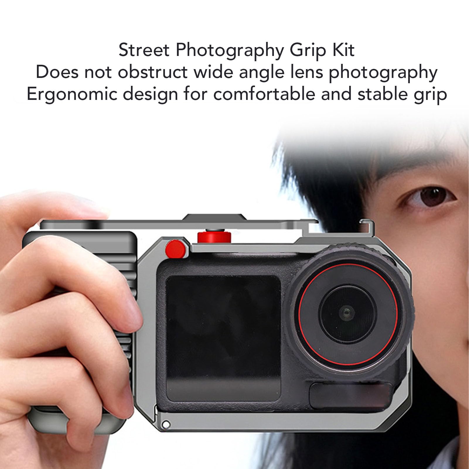 Cuifati Kit Impugnatura Fotocamera per Action 4 3 5 Pro con Sgancio Rapido Magnetico Supporto Ergonomico Antiscivolo in Silicone per Slitta Fredda Sostituzione Batteria Modulare