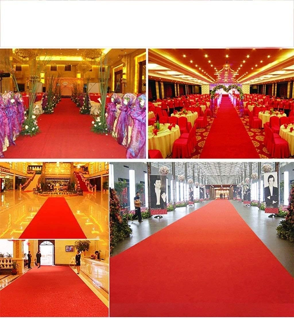 Rot Lang Teppich Läufer Hochzeit Gangteppich Große Rolle Bankett Empfangsteppich Polyester -Breite 1m/1.2m/1.5m für Außen und Innen(1.5x50m)