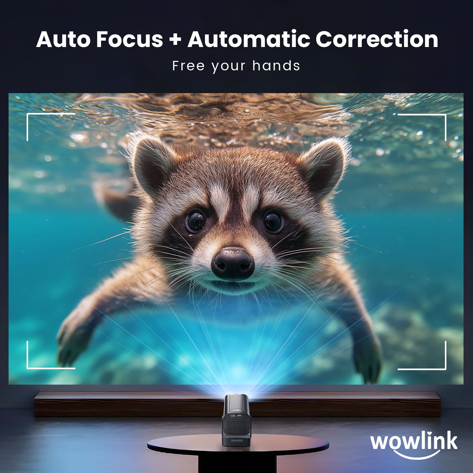 Vidéoprojecteur 2026 [Auto Focus & 1080P Natif & Apps intégréess] Rétroprojecteur 4K Auto Correction WiFi 6 BT 5.4 Mini Projecteur Portable Compatible avec HDMI/TV Stick/Memory Stick/Laptop, Noir