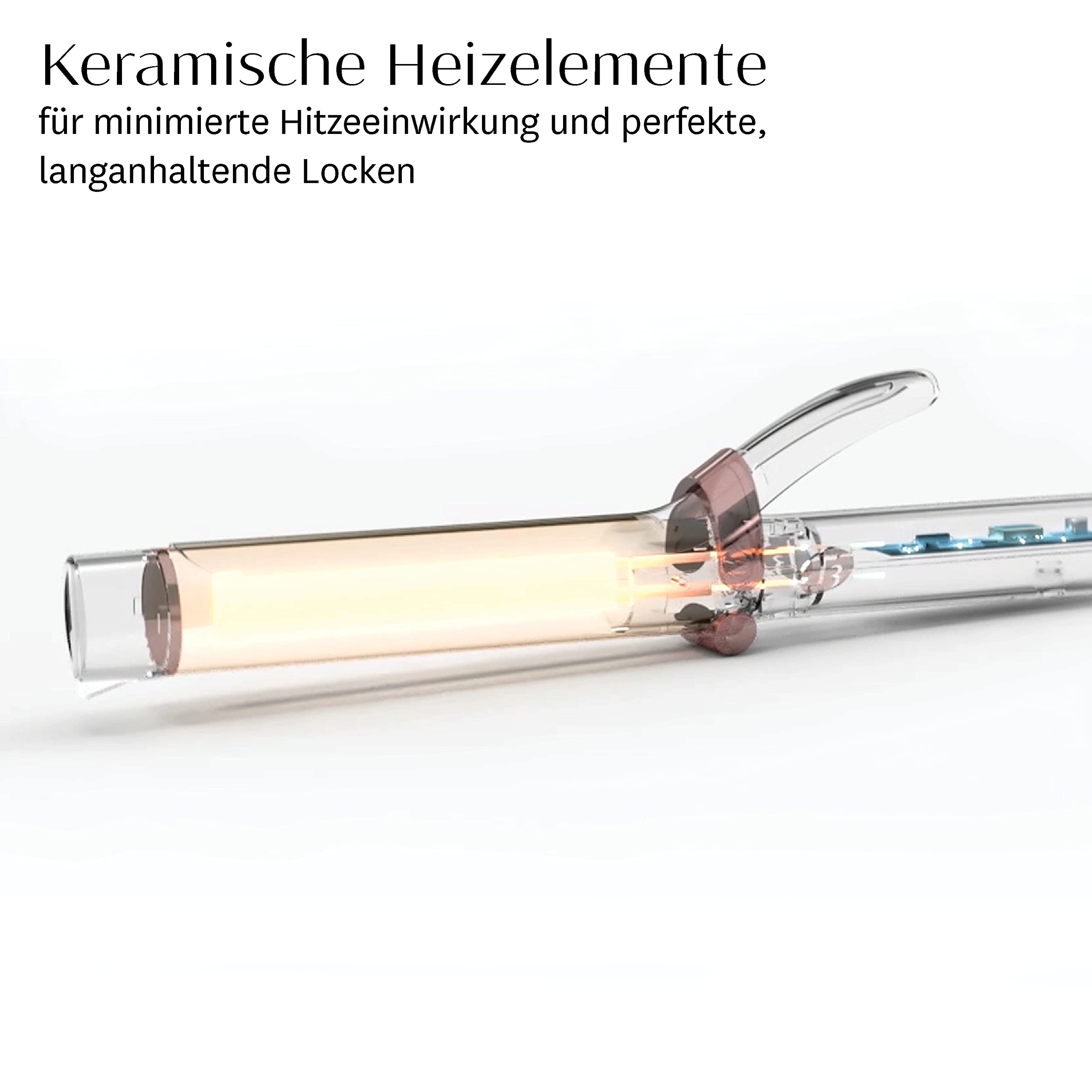 T3 SinglePass Curl –Professioneller Lockenstab, Langer Locken- und Stylingstab aus spezieller Keramikmischung mit unterschiedlichen Temperatureinstellungen für seidig-glänzende Locken und Wellen, Weiß