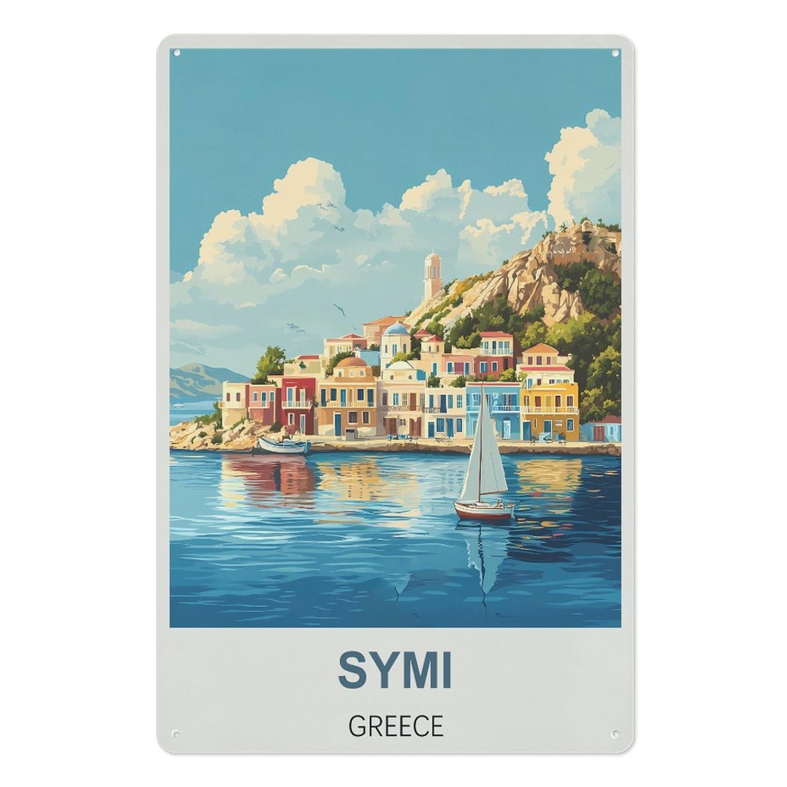 Greece Retro Design Tin Paintings Vintage Tin Sign 08x12inch(20x30cm) Wall Art for Home Office Bedroom Living Room Cafes Wall Decor
