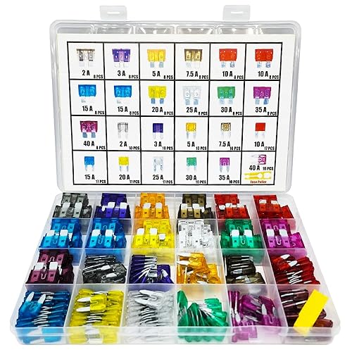 Kit surtido de fusibles de automóvil de 242 piezas (2A3A5A7.5A10A15A20A25A303540A), fusibles automotrices estándar y de mini cuchilla, fusibles de