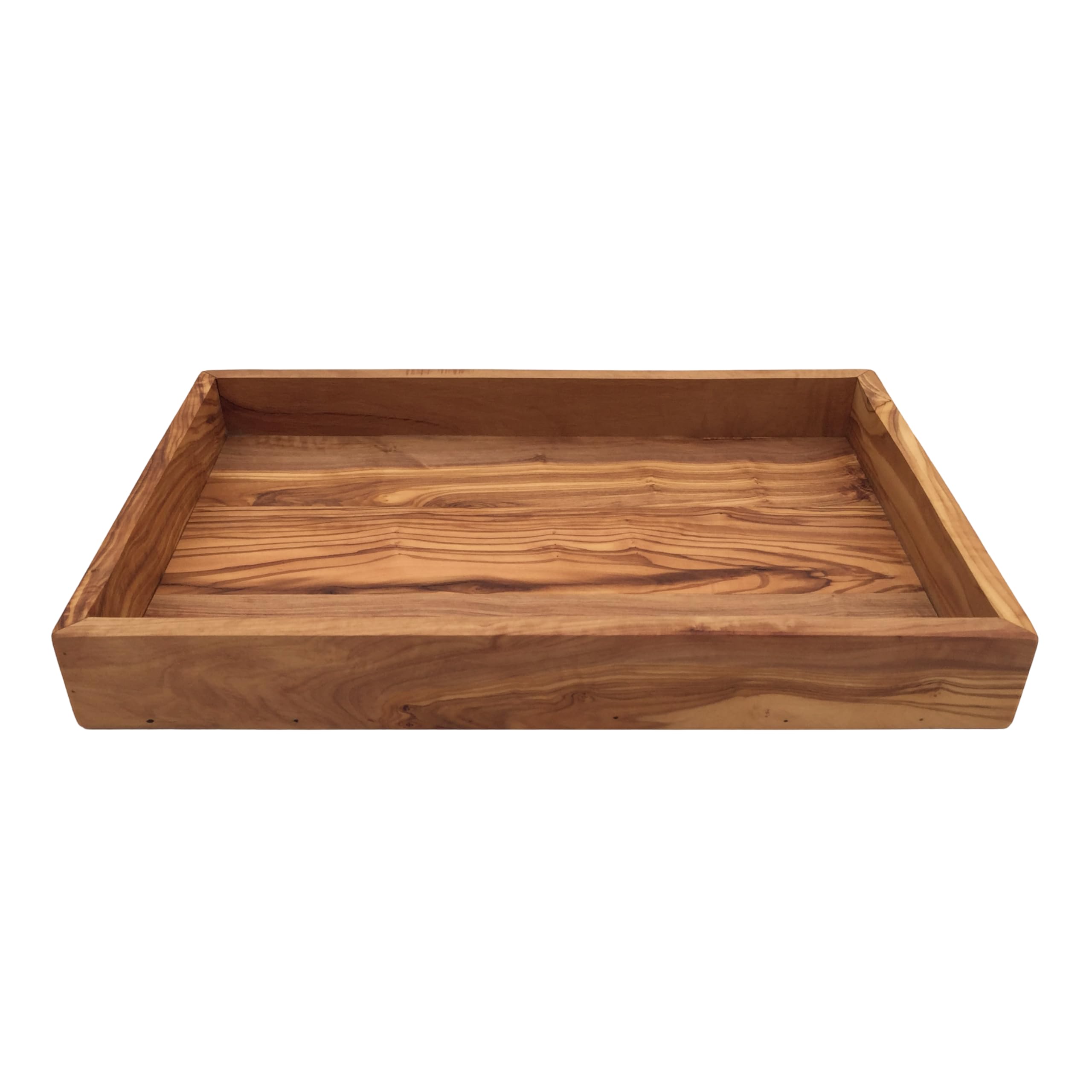 Vassoio rettangolare L. 32 cm, vassoio da portata in legno, ripiano piatto, realizzato a mano in legno d'ulivo, regalo.