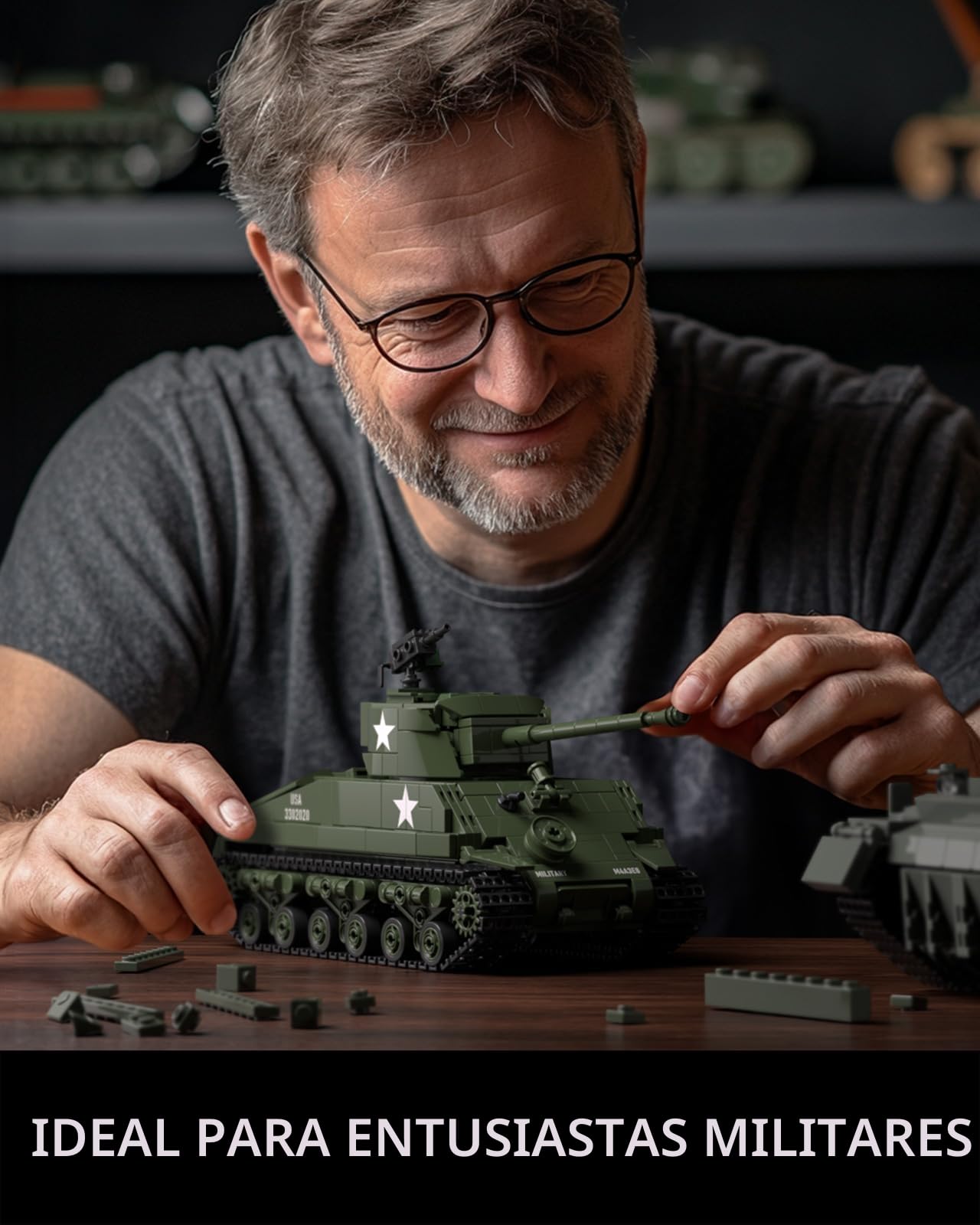 Nifeliz Sherman M4A3E8 Kit de Construcción de Tanque, Modelo de Tanque Militares para Adultos, Regalo Coleccionable para Hombres y Mujeres (860 Piezas, NF10313)
