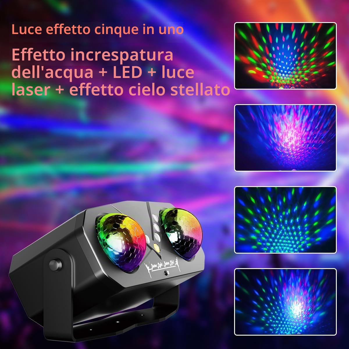 Luce di festa con palla da discoteca per DJ,Materiale ABS, luce stroboscopica attivata da voce con telecomando LED, adatta per feste, karaoke, riunioni di famiglia, matrimoni e altre occasioni.