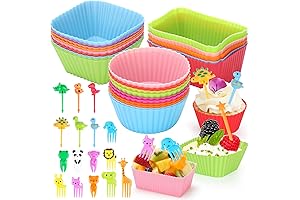 70Pcs Silicone Dividers & Cupcake Liners for Bento Box Accessories and Kids