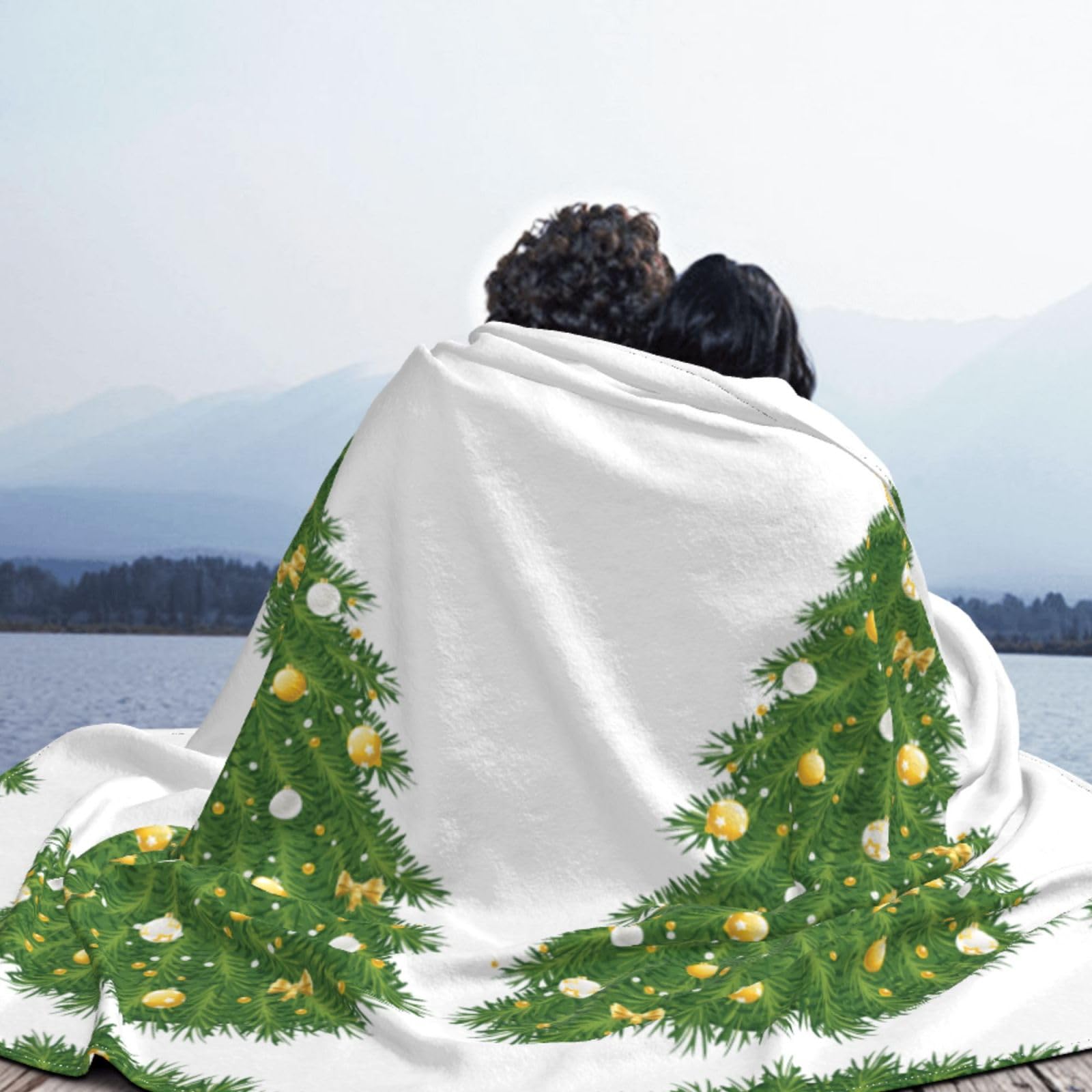 Personalisierte Decke mit Weihnachtsbaum, bedruckt, warm, weich, bequem, Flanell, Überwurfdecke für Bett, Sofa