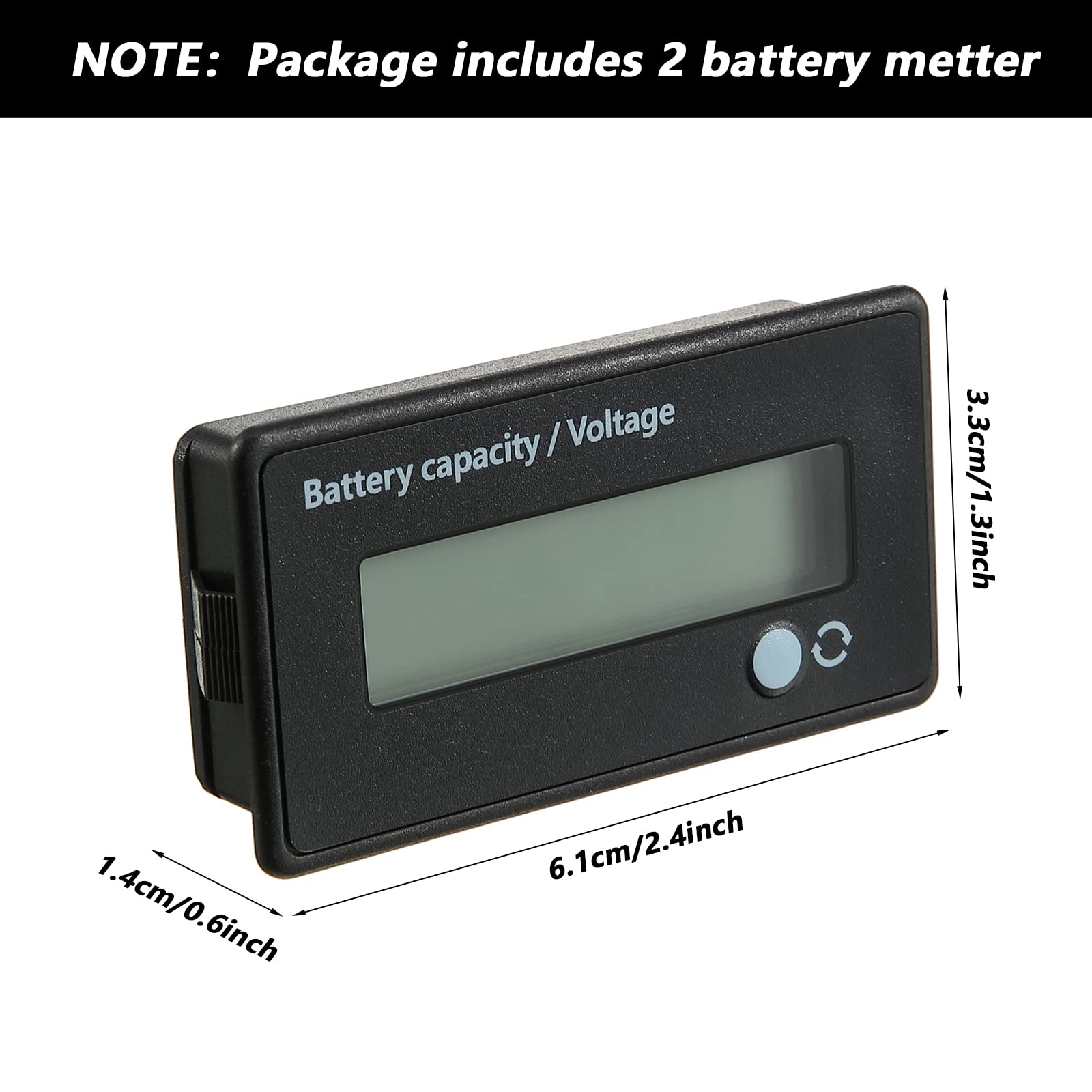 2 Pieces 12v 24v 36v 48v 72v Golf Cart Meter Battery Indicator Voltage Meter Dc with Alarm, Lithium Ion Battery Capacity Monitor(Green)