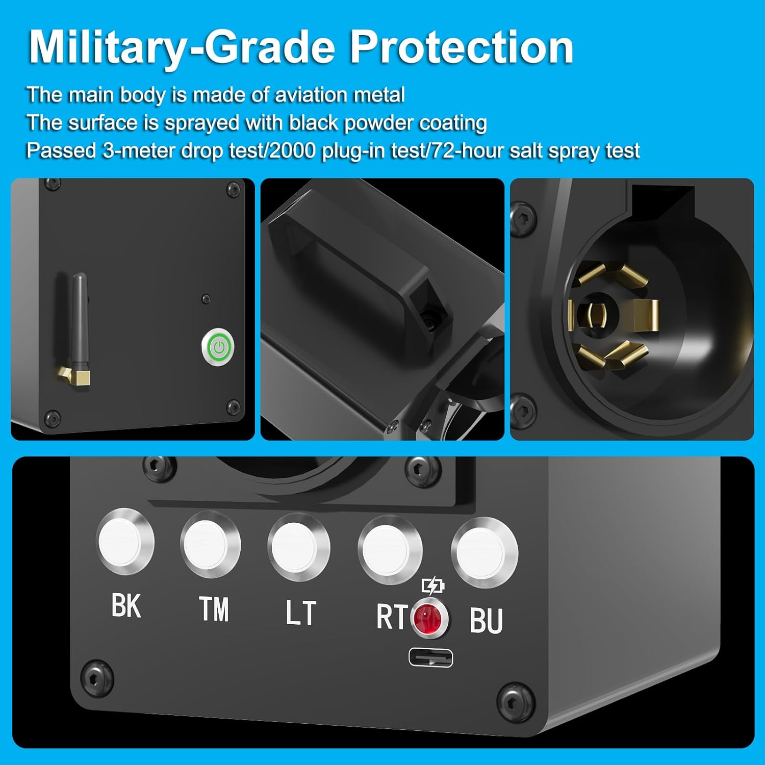 Portable Trailer Light Tester Box with 12V 10Ah Battery, Wireless Remote Control Operation, Fit for 7-Way Round & 3/4/5 Flat Pin Type, with 7-pin Trailer Light Tester Plug - Image 7