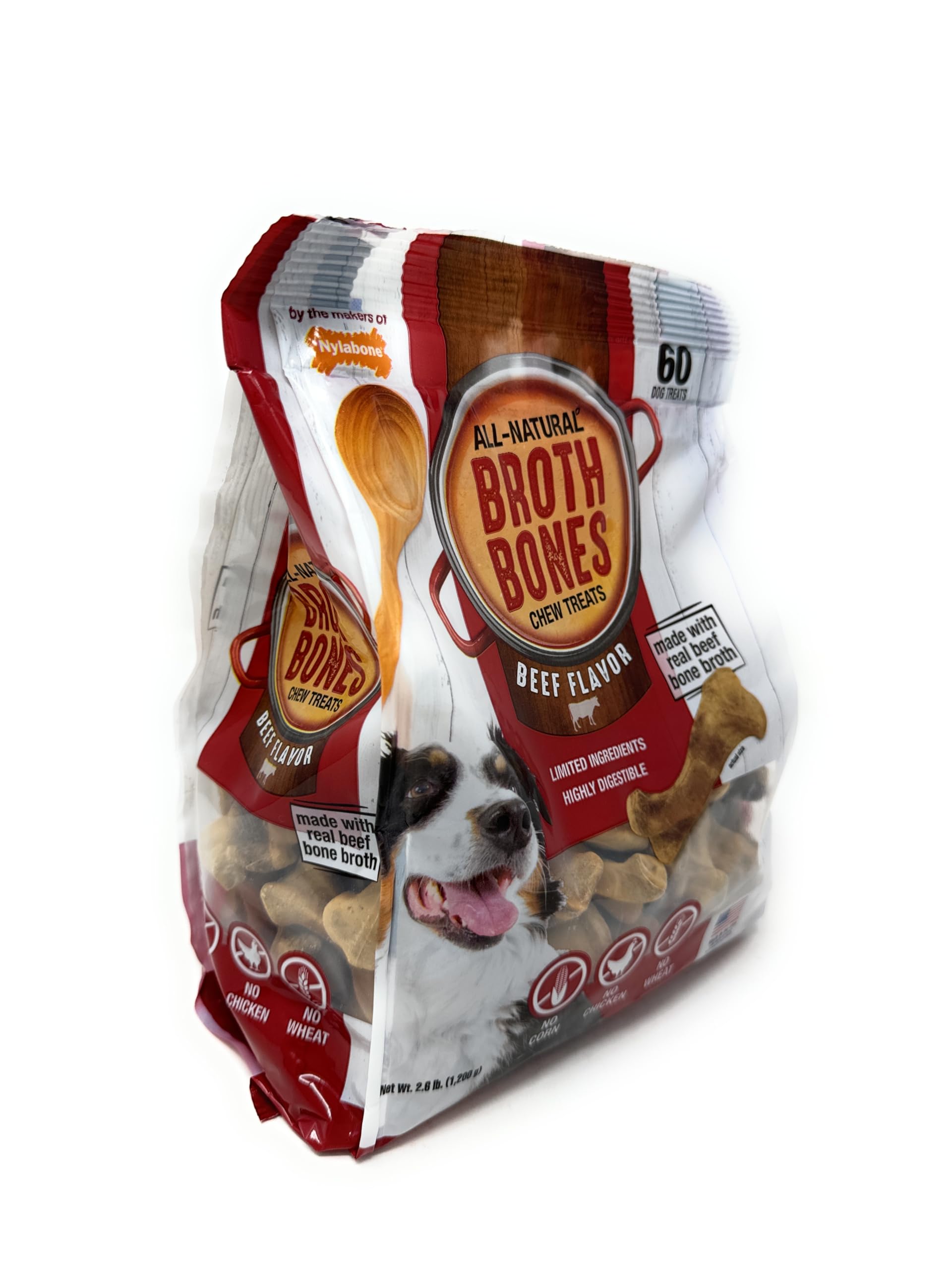 Nylabone Beef Broth Bones for Dogs, 60 Count, 2.6 Lbs thumbnail 2