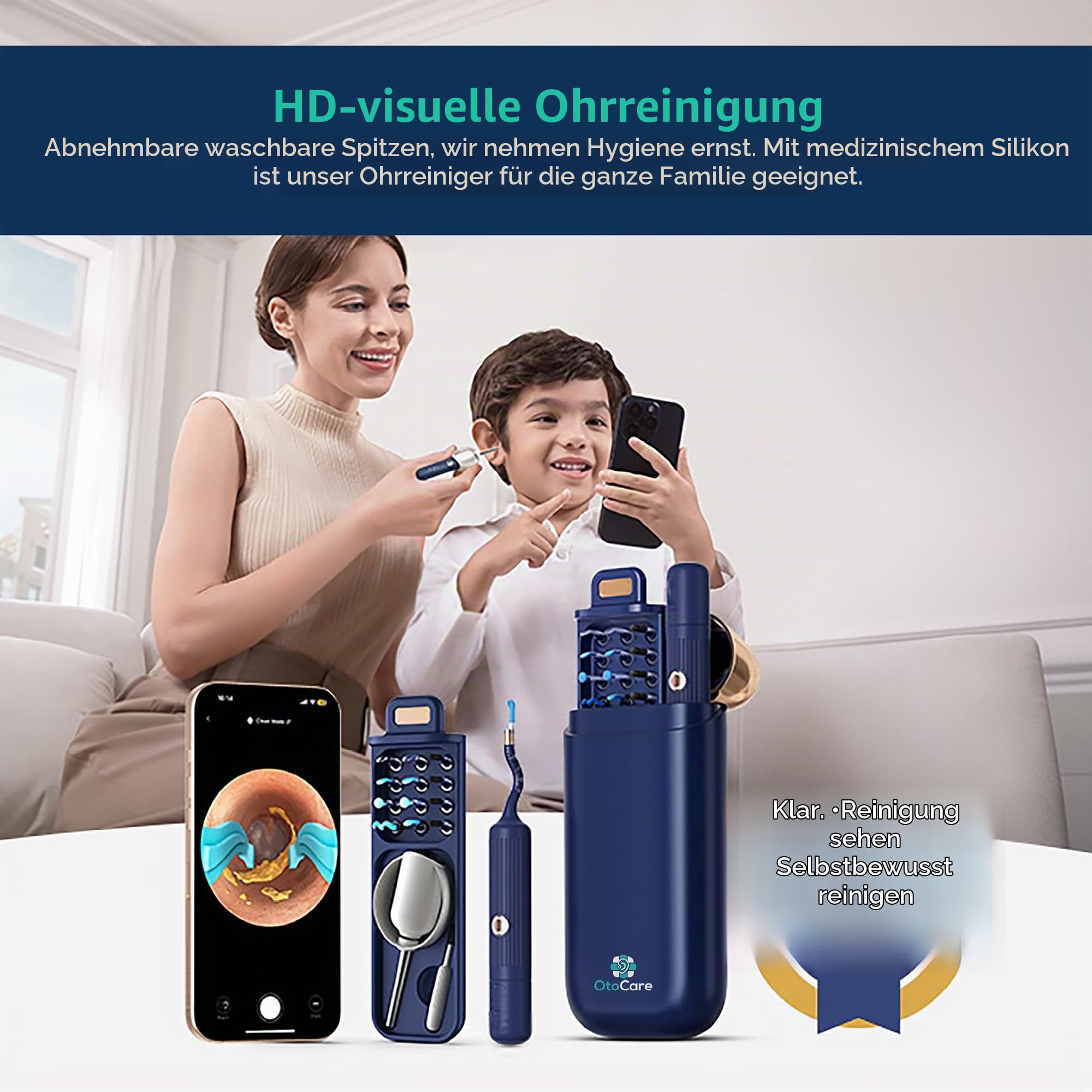 Flexibles Ohrenreinigungs-Set mit Aufsätzen – Silikon Ohrreiniger mit Pinzette, Löffel und hygienischem Reiseetui (White)