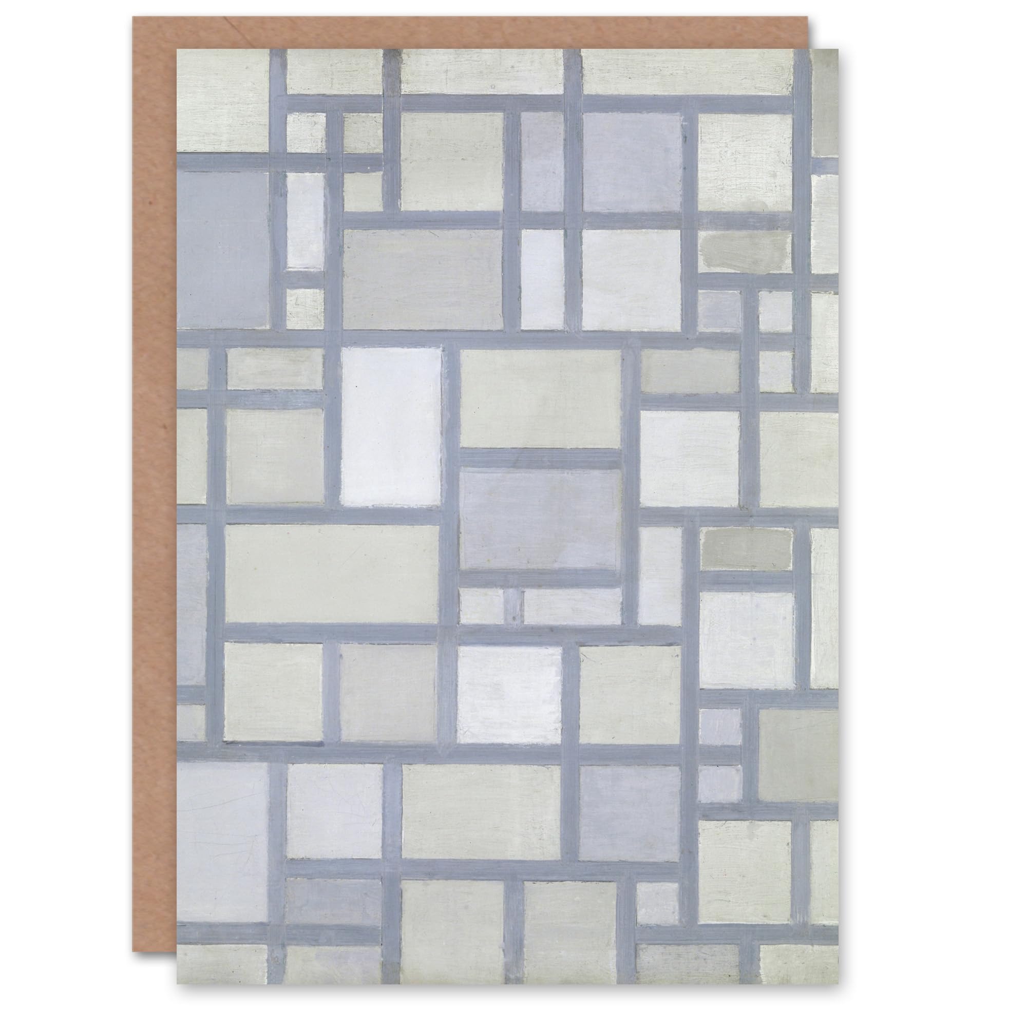 Artery8 Piet Mondrian Art Card Abstract Composition with Gray Lines