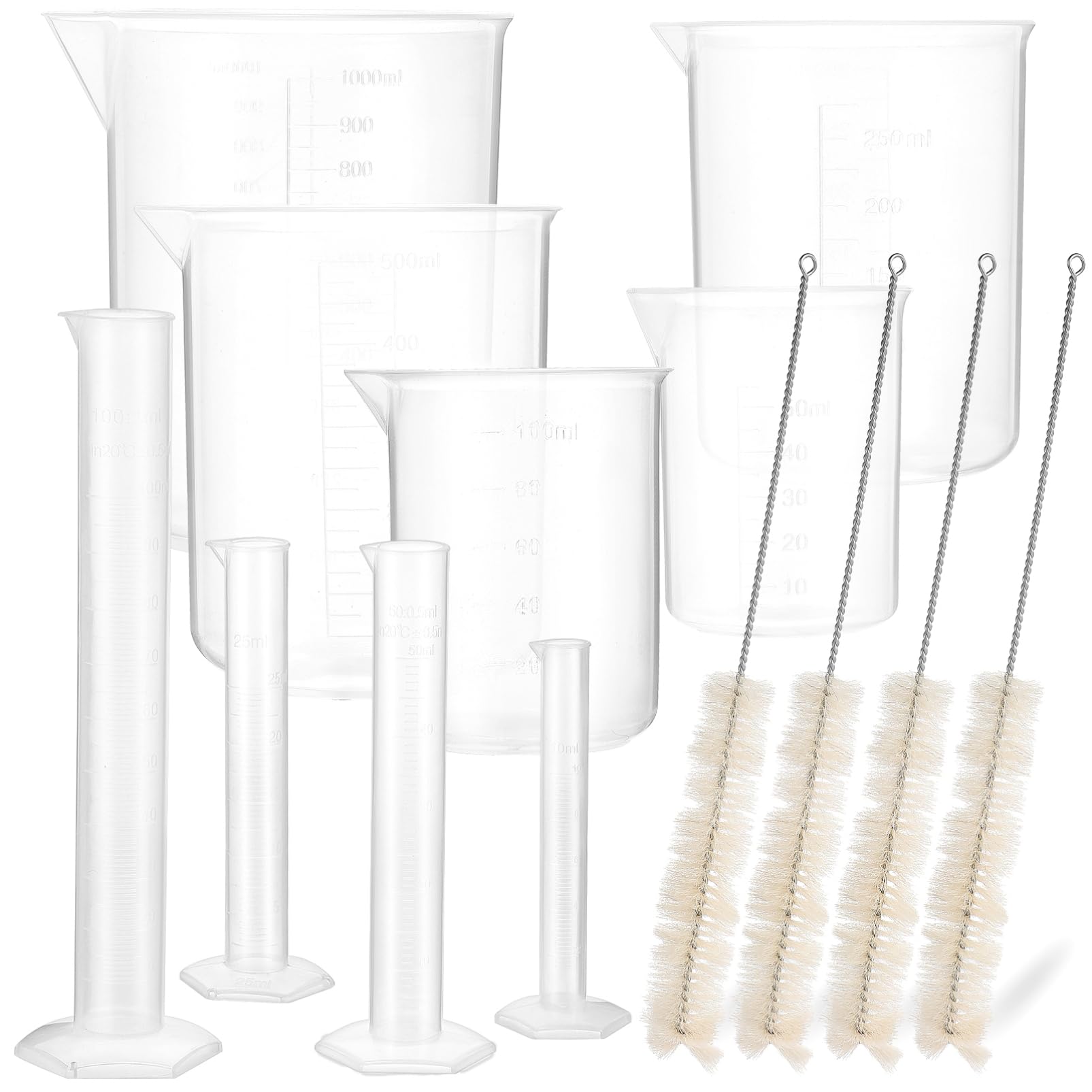 Ciieeo 13Pcs Lab Experiment Tools Set Graduated Cylinders Beakers with Test Tube Brushes for Accurate Liquid Measurement