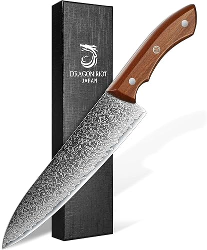 RIOT Couteau Damas de Cuisine Professionnel DRAGON