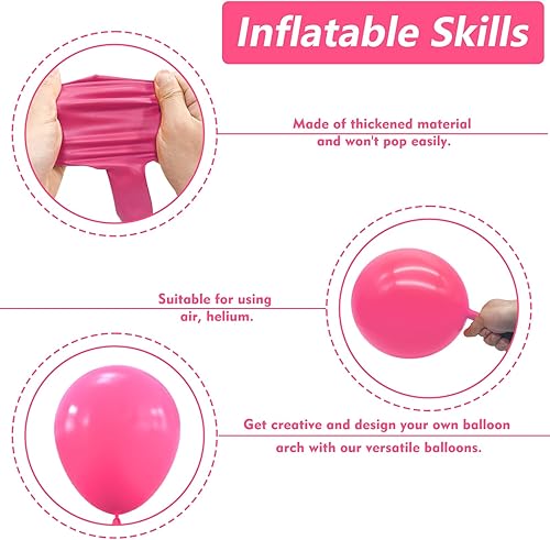 Miniatura 4 de NISOCY - Kit de guirnalda y arco de globos de látex rosa intenso, 102 globos de 1812105 pulgadas, para baby shower, boda, cumpleaños, Día de San