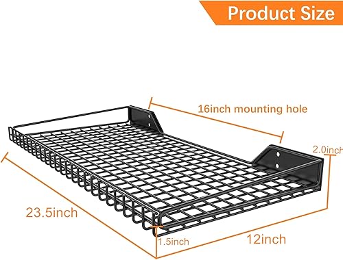 Miniatura 3 de WALMANN Paquete de 2 estantes de pared de garaje, estantes de almacenamiento de pared de 23.5 x 12 pulgadas para garaje, armario, lavandería,