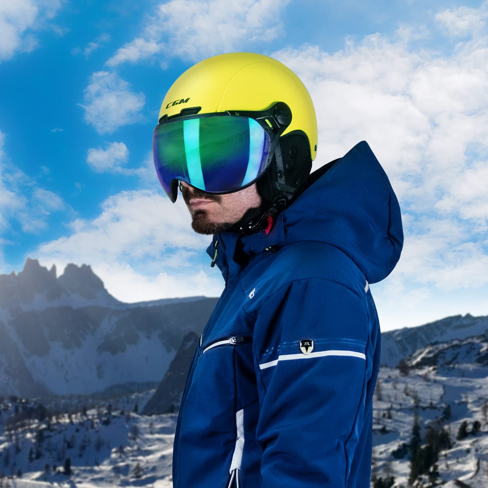 CGM EBI Casque De Ski Unisexe Adulte, Jaune Fluo Mat, XXL (61 Cm